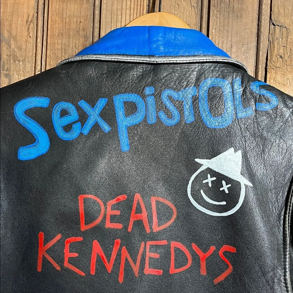 Vintage Custom Painted Punk Band Wilson Leather Jacket - Picture 9 of 11